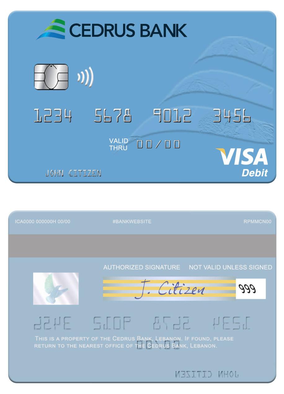 Lebanon Cedrus Bank visa debit card